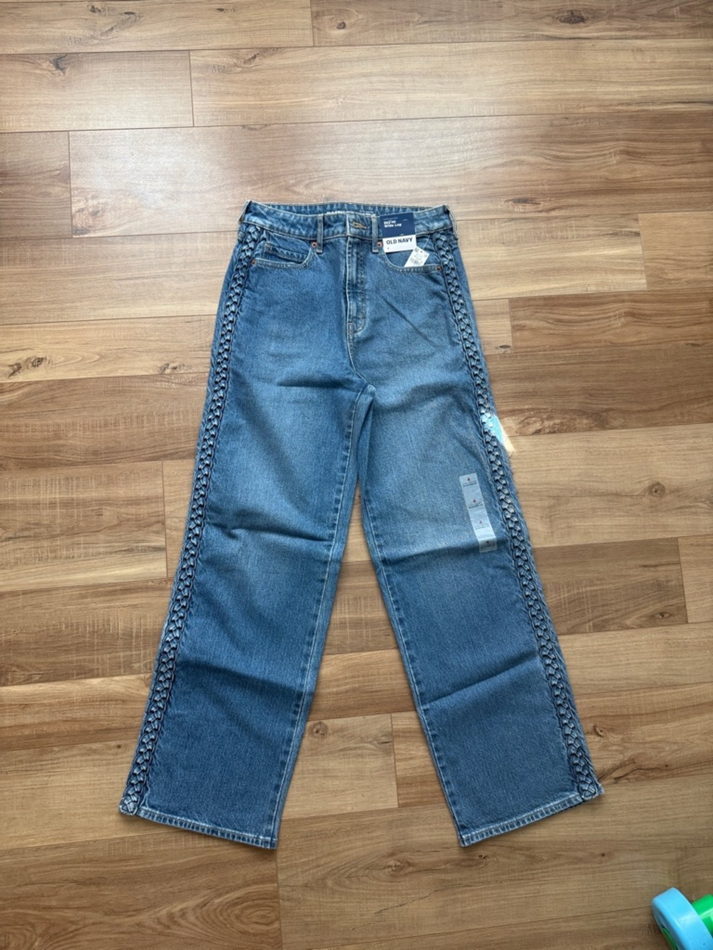 Old Navy Medium Blue Wide-Leg Jeans with Braided Side Trim